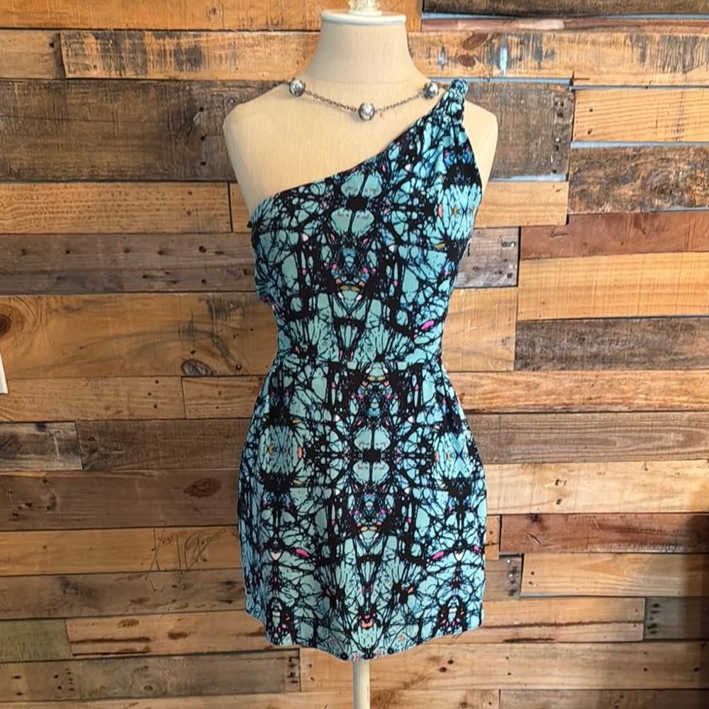 Mara Hoffman Blue Sheath Dress One Shoulder Cocktail